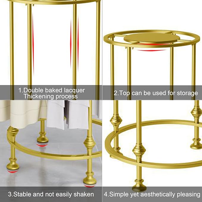 Round Garment Rack, Floor Standing Iron clothes Hanging Rack with Topper, Suitable for Large Shopping Malls Retail, Clothes Boutique Display Laundry Rooms Multi-Purpose Hanging (GOLD)