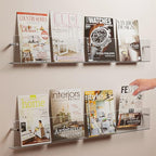 DuvinDD 2 Pack Acrylic Magazine Holder Rack Brochure Holder Wall Mount 24 inch Clear Hanging Magazine Rack Floating Bookshelf for Literature Pamphlet Organizer for Room Office, with Mounting Kit
