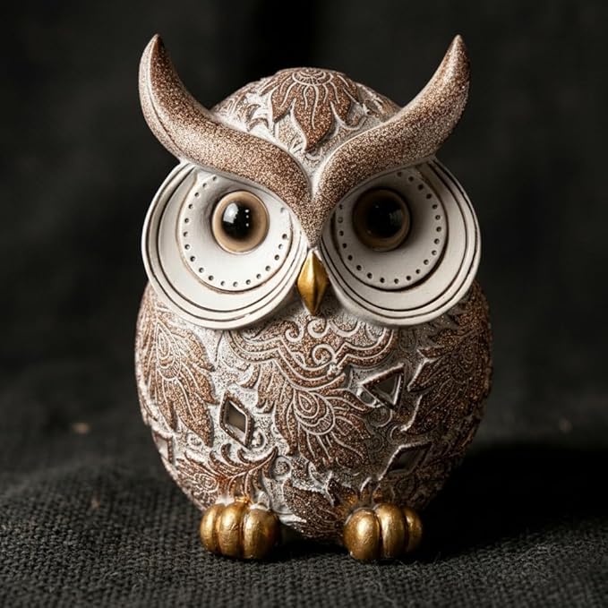 Smadeer Owl Statue and Figurine for Home Decor Accents Adorable Owl for Shelf Bookshelf Bedroom Living Room Office Table Desk Modern Decorations Animal Sculpture for Birds Lovers
