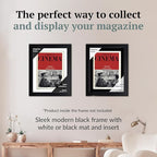 Creative Picture Frames 5.25 x 8.25 Magazine Cinema Frame with Full-Strength Glass, Holds Up To A 1/4" Thick Media Wall Display with Installed Hangers for Easy Mounting, 8x10 Black Frame with White Mat