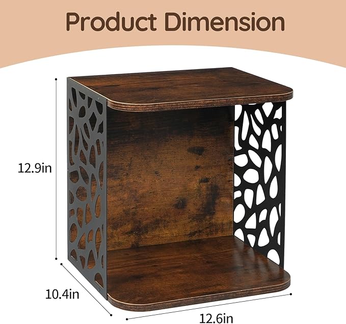 1 Cube of Magazine Rack, Modern Floor Magazine Holder with Rustic Wood & Metal Design, Large Capacity Stackable Organizer for Living Room & Office & Bedroom