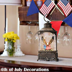 Eagle Snow Globe Lantern 4th of July Decorations Decorations Gifts Auto Snowfall Glitter Music Collection Independence Day Patriotic American Flag with 6H Timer USB/Battery Powered 10.2 inch
