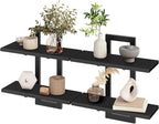 HOOBRO Floating Shelves, 15 Inch Wall Shelf Set of 2, Wall Mounted Storage Shelves 2-Tier, Hanging Bathroom Shelves, for Living Room, Bedroom, Bathroom, Kitchen, Black BK32BJ01