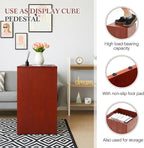 RattanView Wooden Cube Display Pedestal Stand, 15 x 15 x 24 Inch Sculpture Pedestal Stand, Display Riser Column Pillar Easy Assembly Required for Gallery Store Home Wedding Party Event Decor