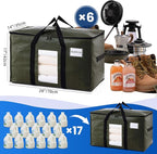 TAILI 6 Pack Green Extra Large Moving Bags, Heavy Duty Totes with Visible Window, Wrap Around Handles, Space-Saving Storage, Alternative to Moving Boxes