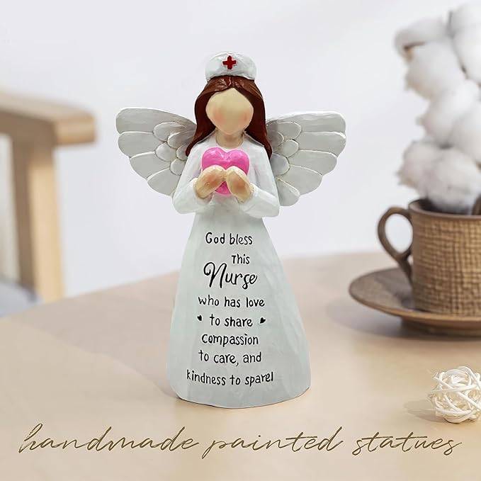 Nurses Gifts - Hand-Painted Nurse Angle Figurine for Women, Nurse Practitioner, RN, Healthcare Workers - Graduation and Medical Graduates Resin Doll - 5.9 Inches Decor for Christmas