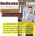 14 Belts Walnut Wood Belt Holder with Slide, Left or Right Slide Flexible Install Belt-Rack, Belt Hanger for Closet, Space Saving Belts Storage Organizer, Gift for Men
