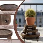 6PCS Wooden Risers for Display, Round Pedestal Counter Decor Holder, Rustic Riser Tray, Wood Cake Stand for Party Home Kitchen Counter Decor, 8/6/5 inch, Rustic Brown