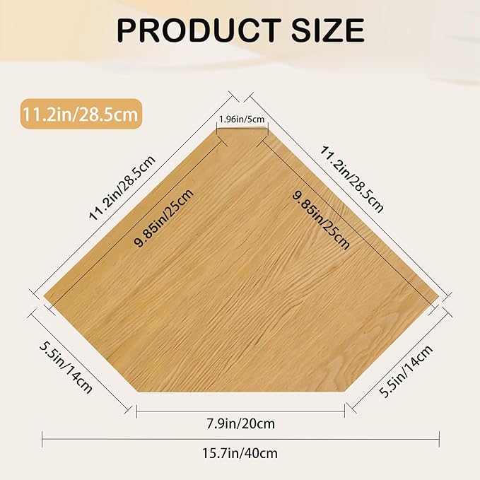 JiudunsKylight Corner Floating Shelf with Wire Hole, 11.2 Inch Wood Wall Shelf for Bedroom, Kitchen, Living Room Decor, Storage for Photos, Speakers (Oak, 1 Pack)