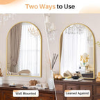 Bathroom Mirror for Wall, 36x24 Inch Arched Mirror, Matte Gold Metal Framed Bathroom Vanity Mirror for Restroom Farmhouse, Anti-Rust, Tempered Glass, Hanging or Leaning