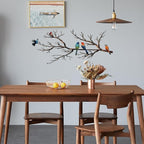 ESTART Metal Birds Wall Art, Metal Vivid Birds on Branch Silhouette Wall Decor Black Leaves with Bird Outdoor Hanging Wall Sculpture for Home Balcony Garden (Classic Color, Small)