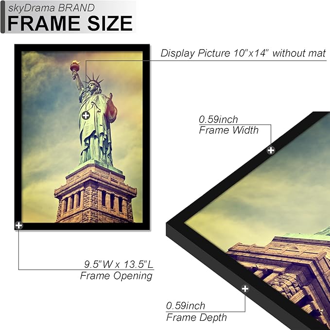 100% Solid Wood 10x14 Picture Frame, Black Frame for 10 x 14 Inch Picture Poster Photo, Light Weight 10 by 14 HQ Matte Black Frame for Wall - 1 Pack/Black/10 x14