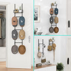 HapiRm Over Door Hat Rack - 2 Packs Wall Mounted Hat Holder with 6 Hooks and Metal Basket Design, Baseball Cap Organizer Storage Up to 32 Caps for Door, Bedroom, Closet, Black