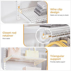 Wire Closet Organizer System, Wall Mounted 4.4 Ft. Custom Closet Kit for Bedrooms Laundry Mudroom Garage Basement, Adjustable Storage Shelves for Clothes Shoes Handbags