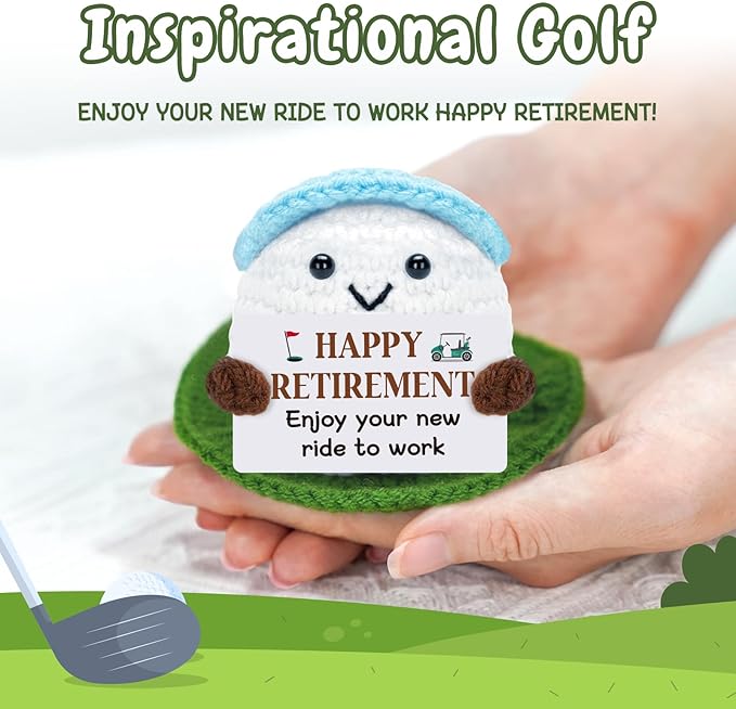 Retirement Gifts for Men Women, Funny Crochet Golf Ball Gifts for Retirement, Retirement Gift for Dad Grandpa Coworkers Husband-Meaningful Crochet Golf Ball Accessories