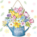 Juexica Spring Decorations for Home Spring Wreaths for Front Door Welcome Sign Flowers Door Hanger Decorations Rustic Flower Wall Decor Easter Party Outdoor Indoor Home Decor