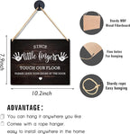 Wall Pediments Shoes Off Sign,Shoes Off Sign for Front Door,Since Little Fingers Touch Our Floor Door Sign,Shoes Off Hanging Welcome Sign for Front Door,6x12 Inches，Wood Grain-1