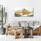 Large Golden Mountain Wall Art Abstract Black and Gold Mountain Wall Decor Nature Snowy Mountains Hill Landscape Canvas Paintings Pictures Modern Artwork Prints Living Room Office Decorations 24x48”