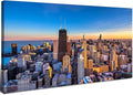 AIYISU Sunset Chicago Wall Art USA City Wall Decor Chicago Skyline Picture Center Cityscape Canvas Prints Painting Modern City Skyscraper Poster Artwork for Bedroom Living Room Home Decoration 20x40”