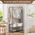 Freestanding Metal Garment Rack - Heavy Duty Coat & Clothes Hanger for Hanging/Drying, Portable Closet Storage for Laundry Room/Bedroom, Black