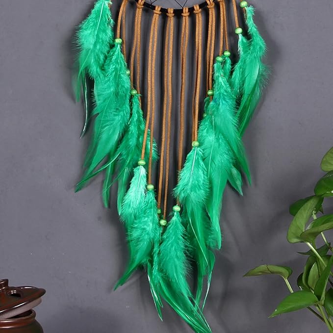 Handmade Dream Catchers Wall Decor,Boho Feather Dreamcatcher with Natural Elements,Unique Home Decor Gift for Bedroom, Living Room (blue-25.6in)