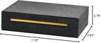 Kingflux Black Shagreen Leather Decorative Box, Storage Box Jewelry Organizer, Woment&Men's Accessory Organizer With Matt Golden Stainless Steel Handle (Black)