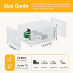 NEWBULIG 12 Pack Clear Shoe Storage Boxes, Shoe Organizer for Closet with Lid, Durable PE Transparent Shoe Containers Ideal for Sneakers, Heels & Boots, White