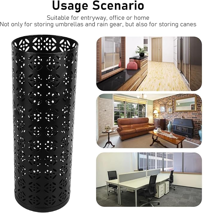 Metal Round Umbrella Stand Rack, Freestanding Tall Round Basket Umbrella Holder Bin for Entryway Home Office (S)