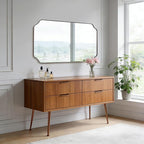ANDY STAR 30"x48" Brushed Bronze Rectangle Mirror, Large Scalloped Bathroom Mirror in Premium Stainless Steel Frame, Timeless Shape with Unique Flair, Ideal for Home Remodel (Vertical/Horizontal)