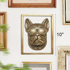 Newinhome Animal Heads Wall Decor (Includes Metal Frame) Resin Animals Sculptures Head Wall Hanging Decoration Gold vintage Wall Sculpture for Living Room Bedroom Office(Bulldog)