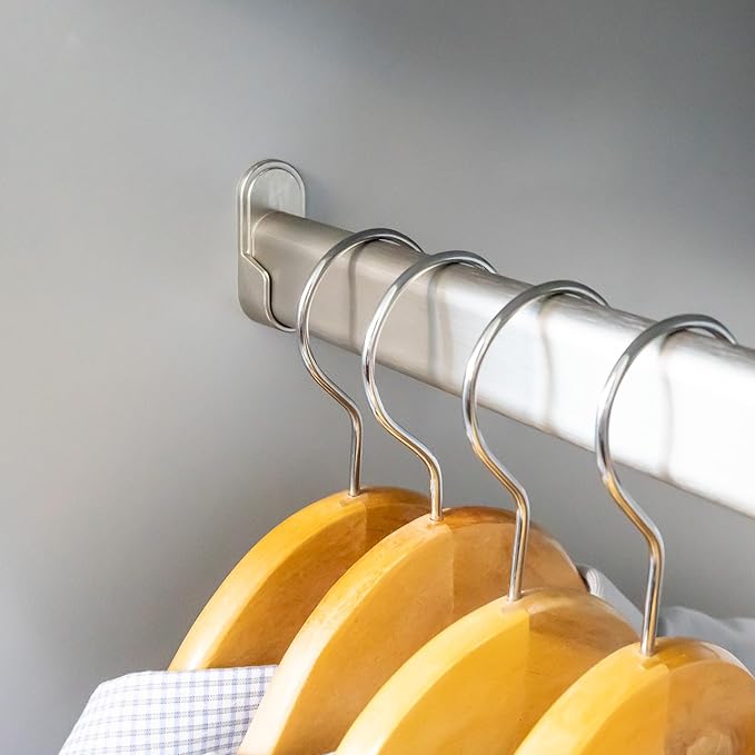 Custom cut to size (12-92 inches) oval closet rod with choice of end support (Satin Nickel)