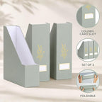 ZICOTO Beautiful Magazine Holder Set Of 3 - Sturdy File Holder to Organize Your Desk Or Shelves - The Perfect Office Storage to Effortlessly Organize Your Paperwork/Files, Magazines, Books Or Binders