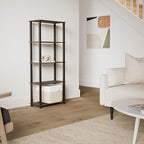 Furinno TURN-S-TUBE Book Shelf, 5-Tier Toolless Storage Shelves with Square Tubes, Shelving Unit for Organization and Storage for Living Room, Home Office, Walnut