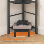HOOBRO Narrow Corner Shelf Stand, 5-Tier Corner Shelf, 63” Tall Multipurpose Corner Bookshelf, Standing Display Shelf Plant Stand, for Living Room, Study, Kitchen, Black BB100CJ01