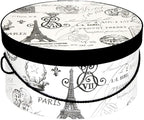 Sarah's Hat Boxes Classic Paris Hat Box – 11" x 5.5" (Dia. x Ht.) Handmade in USA – Odorless Non-Toxic Adhesive, Cording Handle – Premium Storage for Hats & Accessories