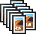 LaVie Home 4x6 Picture Frame Black Set of 10, Display 3.5x5 with Mat or 4 x 6 Without Mat Picture, Photo Frame Collage for Wall Gallery or Table Deco, Hanging or Tabletop Display