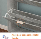 Shoe Cabinet Storage,Modern Freestanding Organizer with 2 Flip Drawers,Narrow Shoe Rack Cabinet for Entryway,Grey