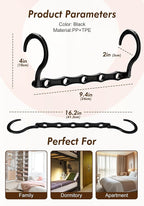 HOUSE DAY Closet Organizers and Storage 6 Pack, College Dorm Room Essentials, Multifunctional Organizer Magic Space Saving Hangers with 5 Holes, Storage Organization for Wardrobe Closet - Black
