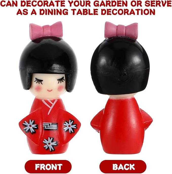 NUOBESTY Traditional Japanese Kimono Doll Ornament Wooden Asian Geisha Collectible Figurine Statue for Office Home Party Table Decoration Random