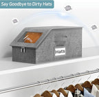 AOODA 2 PCS Stackable Hat Storage for Baseball Caps, Holds up to 24 Caps Cap Organizer for Closet, Sturdy Hat Boxes for Men with Cardboard, Slate Grey