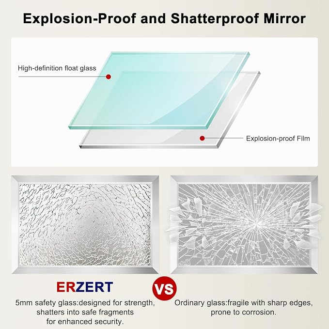 Bathroom Mirror for Over Sink,22x30Inch Silver Thick Anti-Rust Metal Frame, Rectangle Decorative Wall Mirror with HD Tempered Glass, Horizontal or Vertical Mount for Vanity, Bathroom,Living Room