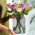 9 Inch Tall Vases for Flowers, Large Glass Vase for Centerpieces, Clear Glasses Home Decor Modern Jarrones Decorativos for Wedding Living Room Dining Table (Gray)