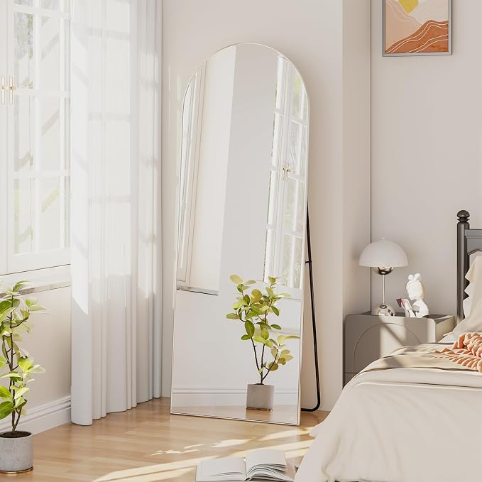 Full Length Mirror 56"x16" Arch Floor Mirror with Stand Arched Mirrors Full Body Mirror Silver Standing Hanging or Leaning Against Wall for Bedroom Entry