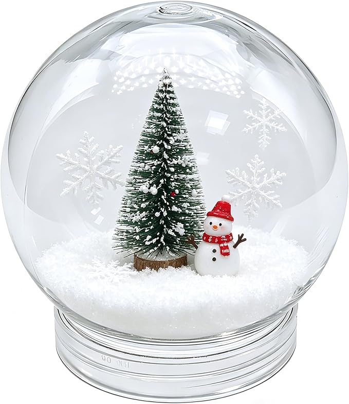 1 PCS Snow Globe Jar Empty Clear Plastic Water Globes with Screw Off Bottom Cap for DIY Crafts and Home Decoration (10 CM / 3.94 Inch)