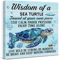 Sea Turtle Wall Art Decor Inspirational Wall Decor Posters Beach Themed Decoration for Bathroom Bedroom Living Room Home Office, Sea Turtle Gifts for Turtles Lovers (8 X 8 Inches, Framed)