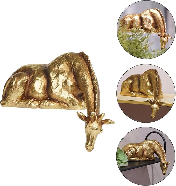Braxio Living Room Decor Statues Indoor - Resin Abstract Golden Giraffe Sculptures Home Decor for Desktop Shelf Table Desk Bedroom Office Farmhouse Decoration Gifts 8.25 * 5.5 * 3.5 Inch