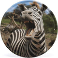 Wall Picture, with Funny Zebra Printed Circular Iron Hanging Picture,Wall Art Decor,Home for Bedroom Living Room Bathroom Decor,Iron Painting 11.8X11.8 in