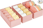 DIMJ Drawer Organizer - Clothes Storage Set of 3, Pink: Sock, Underwear, Bra, Tie, Belt Dividers