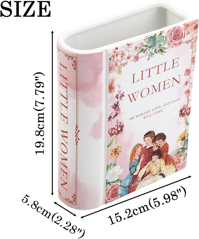 Book Vase, Ceramic Book Vase for Flowers, Unique Book Flower Vase, Decorative Ceramic Vases, Book Shaped Vases for Home, Office, Bedroom, Living Room, Dining Table