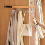 Pull Out Bra Hanger for Closet, Sliding Hooks Rack for Belt Ties Tank Top Scarf Jewelry, Space Saving Organizr for Wardrobe Cabinet, Right Side 12 Hooks Rail, 2 Pcs